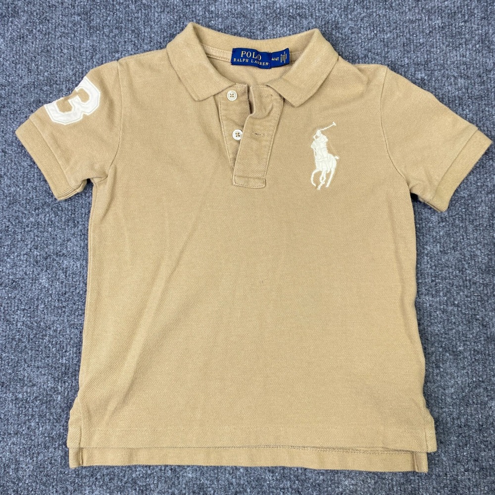 Polo Ralph Lauren Kids Tan Big Pony Short Sleeve Polo Shirt Size 4 4T